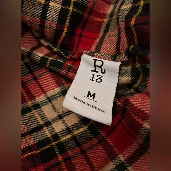 R13 Red and Black Plaid Shirt - Picture 3 of 4